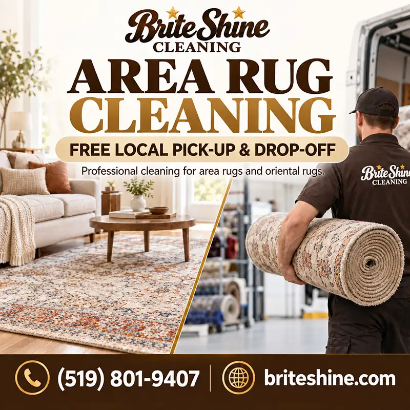 Professional area rug cleaning with free local pickup and delivery in Stratford